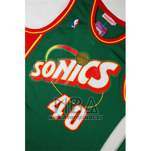 Camiseta Seattle SuperSonics Shawn Kemp NO 40 Historic Retro Verde